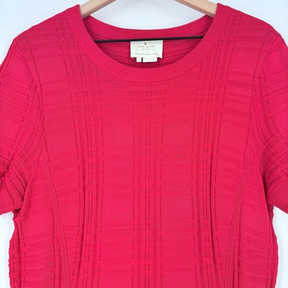 Kate Spade New York Red Knit Textured Fit & Flare Midi Dress - Picture 2 of 11